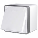 Розетка влагозащ. с зазем. с защит. крышкой и шторками Gallant белая W5071201