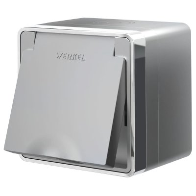 Розетка влагозащ. с зазем. с защит. крышкой и шторками Gallant серебряный W5071206