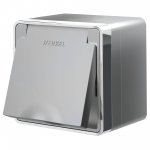 Розетка влагозащ. с зазем. с защит. крышкой и шторками Gallant серебряный W5071206