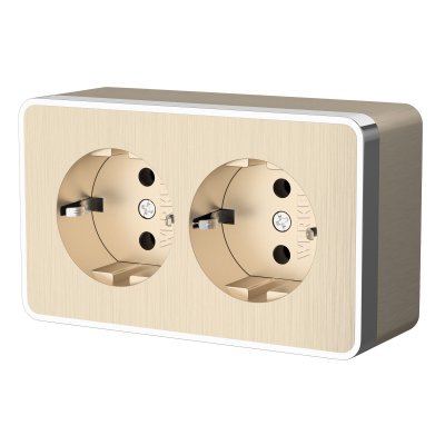 Розетка двойная с заземлением Gallant шампань рифленый W5072110 Розетка двойная с заземлением Gallant шампань рифленый W5072110