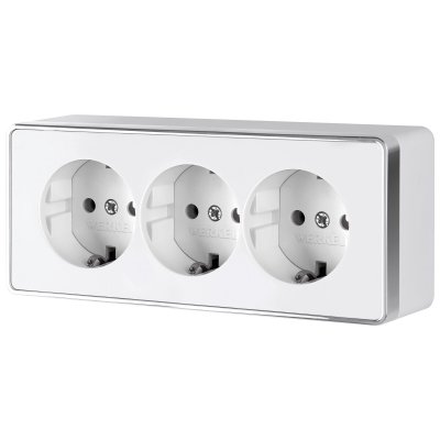 Розетка тройная с заземлением и шторками Gallant белая W5073101 Розетка тройная с заземлением и шторками Gallant белая W5073101