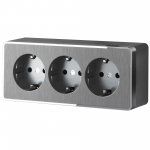 Розетка тройная с заземлением и шторками Gallant графит рифленый W5073104