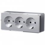 Розетка тройная с заземлением и шторками Gallant серебряный W5073106