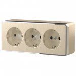 Розетка тройная с заземлением и шторками Gallant шампань рифленый W5073110