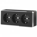 Розетка тройная с заземлением и шторками Gallant черный/хром W5073135