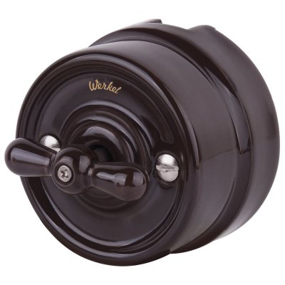 Выключатель на 4 положения двухклавишный коричневый ретро W5620014 Выключатель на 4 положения двухклавишный коричневый ретро W5620014