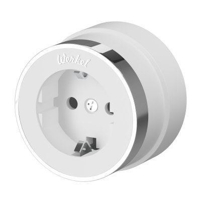 Розетка с заземлением Vintage белый матовый/хром W5871050