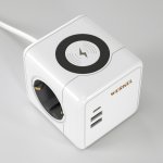 Розеточный блок 3-местный + 3×USB + беспроводная зарядка W6513501