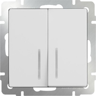 

Выключатель двухклавишный с подсветкой (белый) WL01-SW-2G-LED Werkel, WL01-SW-2G-LED белый