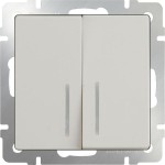 WL03-SW-2G-LED-ivory /Выключатель двухклавишный с подсветкой (слоновая кость) Werkel WL03-SW-2G-LED-ivory