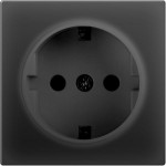 Розетка с заземлением и шторками (черный матовый) WL08-SKGS-01-IP44 Werkel