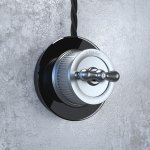 Переключатель одноклавишный матовый хром ретро WL19-01-03