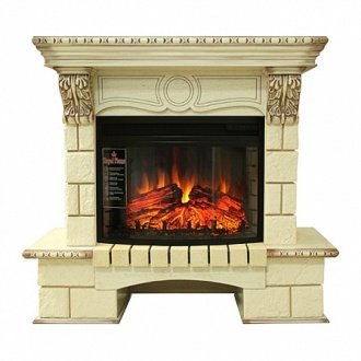 Каминокомплект Royal Flame Pierre Luxe угл. шампань с очагом Dioramic 25 FX слоновая кость с патиной