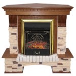 Каминокомплект Royal Flame Pierre Luxe угл. сланец/сланец белый с очагами Majestic FX / Fobos FX