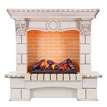 Портал Pierre Luxe угловой под очаг Dimplex Cassette 600 слоновая кость с патиной