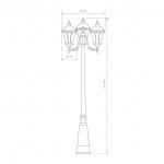 Уличный трехрожковый светильник на столбе IP44 Capella F/3 черное золото Elektrostandard