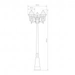 Уличный трехрожковый светильник на столбе IP44 Altair F/3 черное золото Elektrostandard