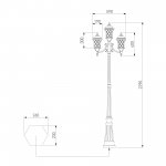 Cassiopeya F/3 черное золото уличный трехрожковый светильник на столбе IP44 Cassiopeya F/3 черное золото Elektrostandard