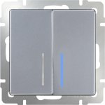 Выключатель двухклавишный с подсветкой (серебряный) WL06-SW-2G-LED Werkel