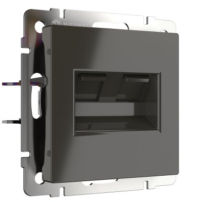 Розетка телефонная RJ-11 и Еthernet RJ-45 (серо-коричневый) Werkel WL07-RJ11+RJ45