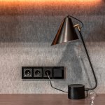 Розетка с заземлением и шторками (черный матовый) WL08-SKGS-01-IP44 Werkel