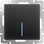 Выключатель одноклавишный проходной с подсветкой (черный матовый) WL08-SW-1G-2W-LED Werkel