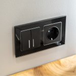 Выключатель двухклавишный с подсветкой (черный матовый) WL08-SW-2G-LED Werkel