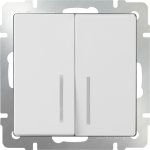 Выключатель двухклавишный с подсветкой (белый) Werkel WL01-SW-2G-LED