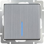 Выключатель одноклавишный с подсветкой (глянцевый никель) Werkel WL02-SW-1G-LED
