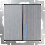 Выключатель двухклавишный с подсветкой (глянцевый никель) WL02-SW-2G-LED Werkel