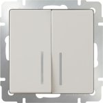 WL03-SW-2G-LED-ivory /Выключатель двухклавишный с подсветкой (слоновая кость) Werkel WL03-SW-2G-LED-ivory