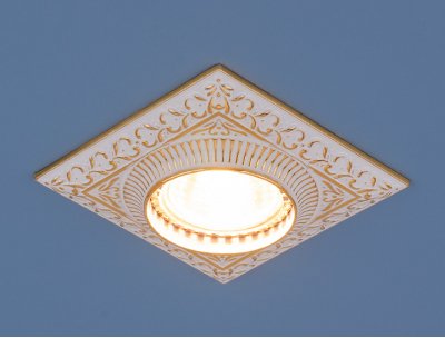 Точечный светильник для подвесных, натяжных и реечных потолков Elektrostandard 4104 белый/золото (WH/GD)