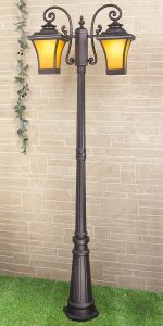 Libra F/2 венге уличный двухрожковый светильник на столбе IP33 GLXT-1408F/2 Elektrostandard