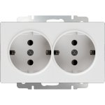 Розетка двойная с заземлением (белая) Werkel WL01-SKG-02-IP20