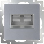 Розетка двойная Ethernet RJ-45 (серебряный) WL06-RJ45+RJ45 Werkel