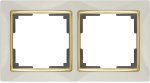 Рамка на 2 поста (слоновая кость/золото) WL03-Frame-02-ivory-GD Werkel