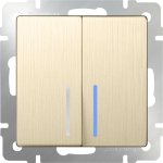 Выключатель двухклавишный с подсветкой (шампань рифленый) WL10-SW-2G-LED Werkel