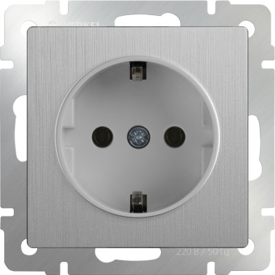 

Розетка с заземлением и шторками (cеребряный рифленый) Werkel WL09-SKGS-01-IP44 (W1171109), WL09-SKGS-01-IP44