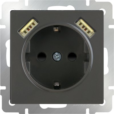 

Розетка с заземлением, шторками и USBх2 (серо-коричневый WL07-SKGS-USBx2-IP20 Werkel, WL07-SKGS-USBx2-IP20