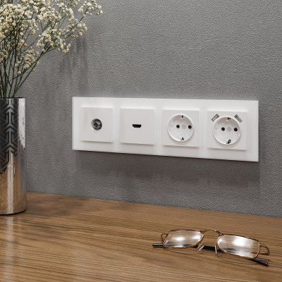 Рамка на 4 поста (белый матовый) WL01-Frame-04 Werkel Рамка на 4 поста (белый матовый) WL01-Frame-04 Werkel