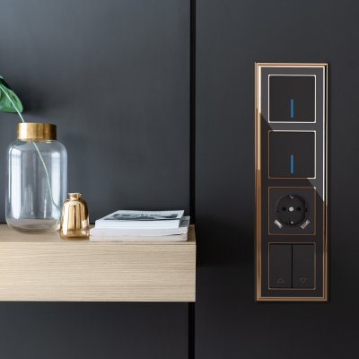 Рамка на 4 поста (золото/черный) WL17-Frame-04 Werkel