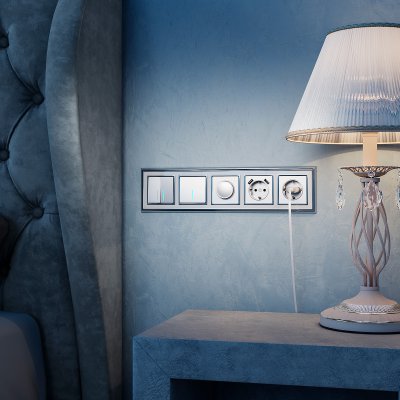 Рамка на 5 постов (хром/белый) WL17-Frame-05 Werkel