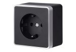 Розетка с заземлением Gallant (черный с серебром) WL15-02-01 Werkel