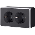 Розетка двойная с заземлением Gallant (черный с серебром) WL15-02-03 Werkel