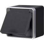 Розетка влагозащ. с зазем. с защит. крышкой и шторками Gallant (черный с серебром) WL15-02-04 Werkel