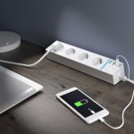 Розеточный блок 4-х местный + 3 USB белый WL20-04-03 Werkel