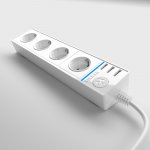 Розеточный блок 4-х местный + 3 USB белый WL20-04-03 Werkel