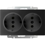 Розетка двойная с заземлением (черный матовый) WL08-SKG-02-IP20 Werkel