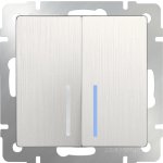 Выключатель двухклавишный с подсветкой (перламутровый рифленый) Werkel WL13-SW-2G-LED