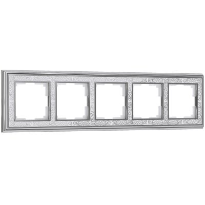 Рамка на 5 постов (хром/белый) Werkel WL77-Frame-05 Рамка на 5 постов (хром/белый) Werkel WL77-Frame-05